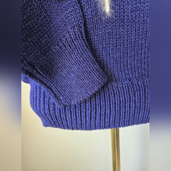 FRANCO VALERI Vintage Angora Electeic Blue and White Patterned Sweater. Large - Picture 5 of 12